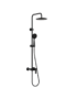 Colonne de douche avec mitigeur noir Robimed – système 3 en 1 en laiton finition noir mat, tête pluie ronde et douchette main