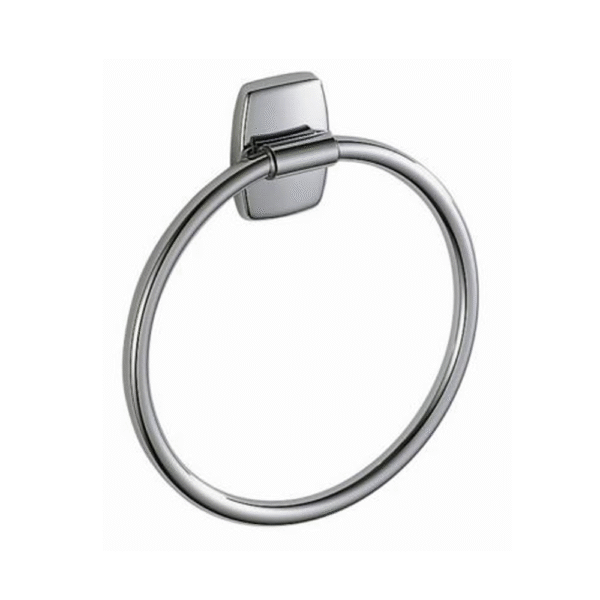 Porte-serviette anneau rond S4Y chromé brillant pour salle de bain, finition mirroir premium