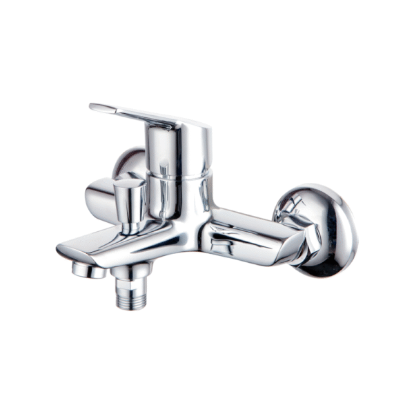 Mitigeur baignoire Robimed Rio en chrome avec monocommande et inverseur intégré pour salle de bain