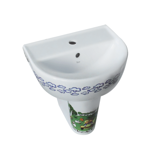 Lavabo enfant 45cm avec colonne bébé Yumurcak blanc céramique hauteur 60cm pour salle de bain familiale