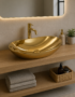 Vasque à poser dorée Royal Gold Edge 59 cm - finition or brillant, forme ovale moderne, céramique premium