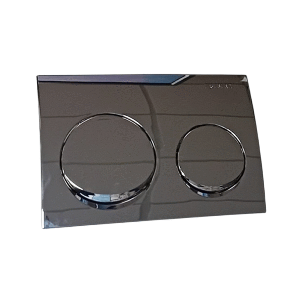 Plaque WC Geberit ronde chrome brillant avec boutons double débit