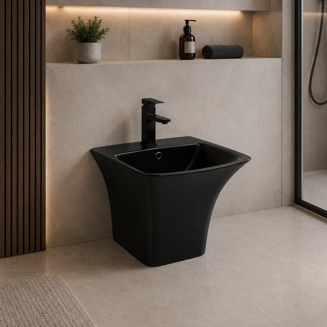 ChatGPT Image 3 août 2026, 15_35_45 Lavabo suspendu rond noir mat Tesso P1001N – Image 1