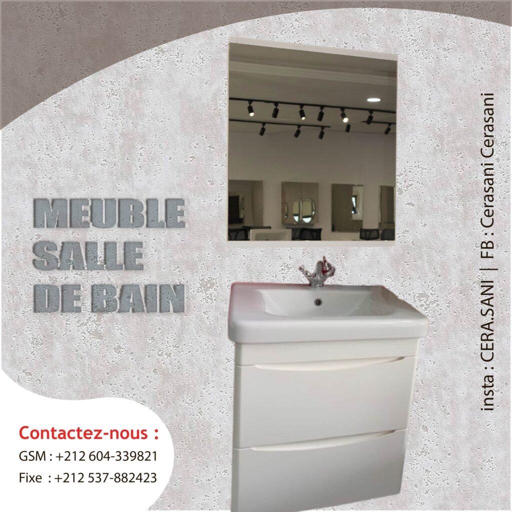 Meuble Monaco 60cm blanc brillant installation murale salle de bain CERASANI