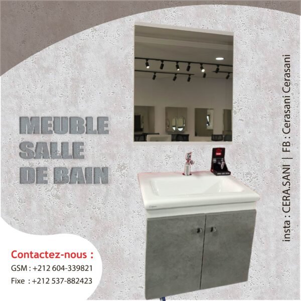 Meuble salle de bain INMAA 50x36 gris brillant installation murale moderne