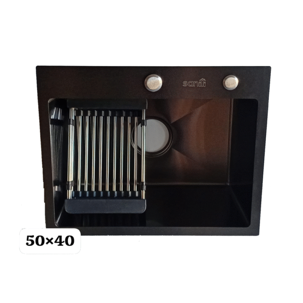 Évier 50×40 avec mitigeur noir sanili