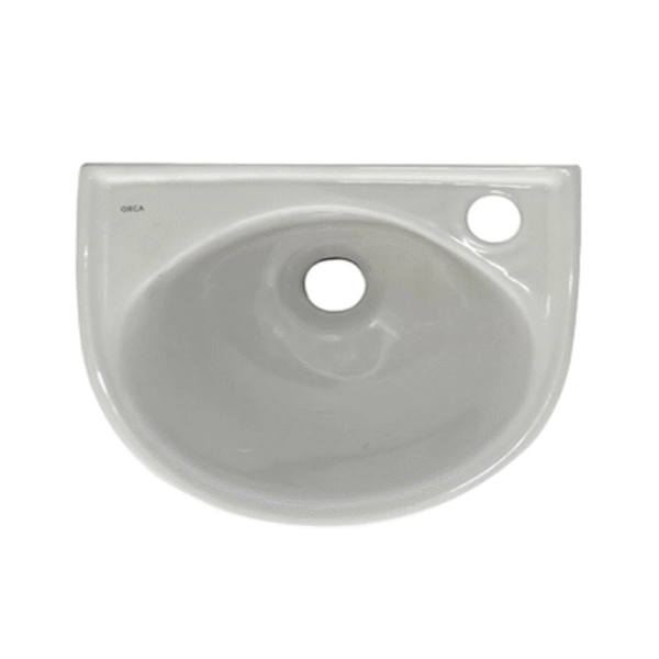 Lave-mains compact ORCA 35x28 cm en céramique blanche avec plage robinetterie