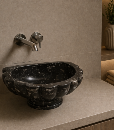 Bol avec pied en marbre premium pour salle de bain — Sanitaire haut de gamme CERASANI