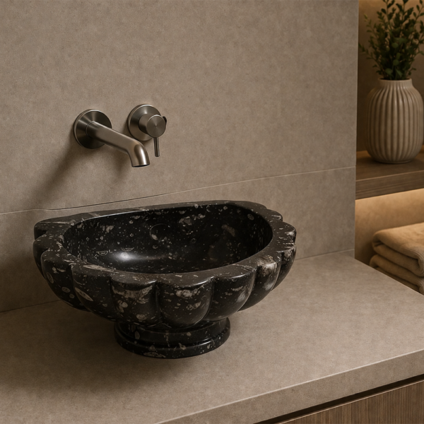 Bol avec pied en marbre premium pour salle de bain — Sanitaire haut de gamme CERASANI