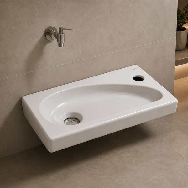Vasque blanche 44 cm - Vasque blanche 44 9423 en céramique professionnelle – référence sanitaire CERASANI Salé Rabat
