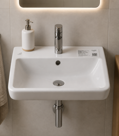 Lave main Turkuaz 28 x 37 cm – lavabo compact blanc professionnel pour salle de bain et sanitaire