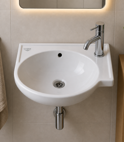 Lave-main mini 28 x 45 cm - Lave-main mini Turkuaz 28 x 45 cm blanc compact pour WC et petits espaces sanitaires