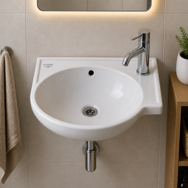 Lave-main mini 28 x 45 cm - Lave-main mini Turkuaz 28 x 45 cm blanc compact pour WC et petits espaces sanitaires
