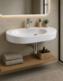 Vasque 65x40 blanc Diamond Va-901 vue de face pour salle de bains professionnelle