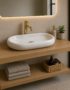 Vasque à poser oval blanc brillant - Vasque à poser oval Iris blanc brillant — design épuré pour salle de bains moderne, finition brillante immaculée