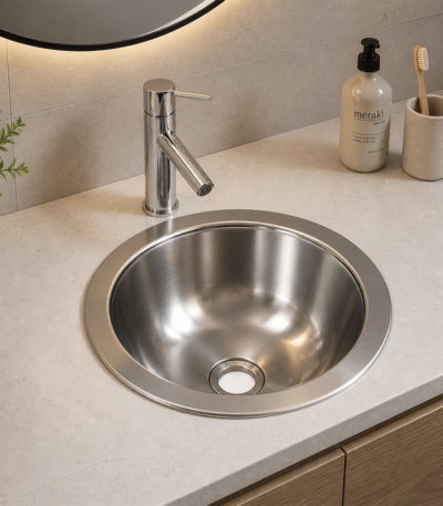 Vasque Sanili Chrome avec finition chromée brillante - équipement sanitaire premium pour salle de bains moderne