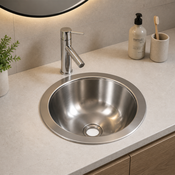 Vasque Sanili Chrome avec finition chromée brillante - équipement sanitaire premium pour salle de bains moderne