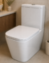 WC complet Aqua Spin carré 67a8gw blanc design moderne, bidet à poser professionnel avec chasse d'eau