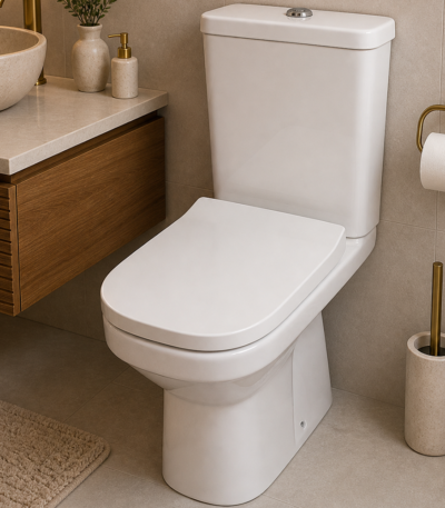 WC suspendu Lyra Sh blanc de qualité professionnelle avec chasse d'eau économe en eau, idéal pour salle de bain moderne au Maroc