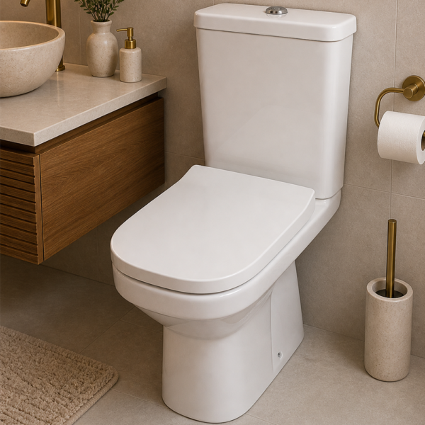 WC suspendu Lyra Sh blanc de qualité professionnelle avec chasse d'eau économe en eau, idéal pour salle de bain moderne au Maroc