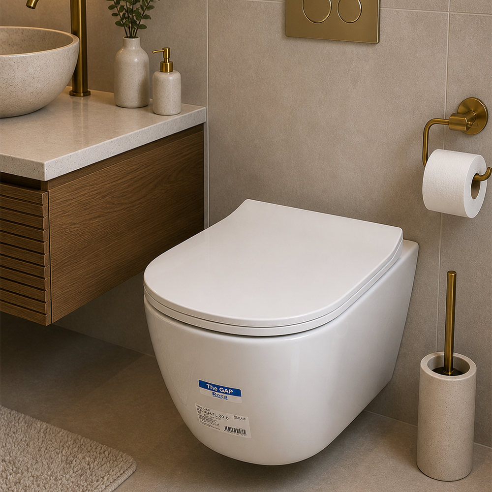 WC suspendu Gap - WC complet suspendu Gap blanc avec abattant silencieux pour salle de bain moderne