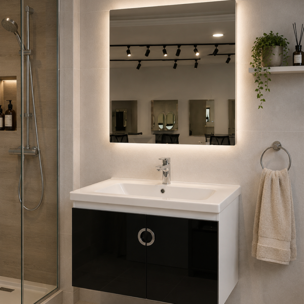 Meuble Mykonos 60 cm blanc noir - Élégance moderne