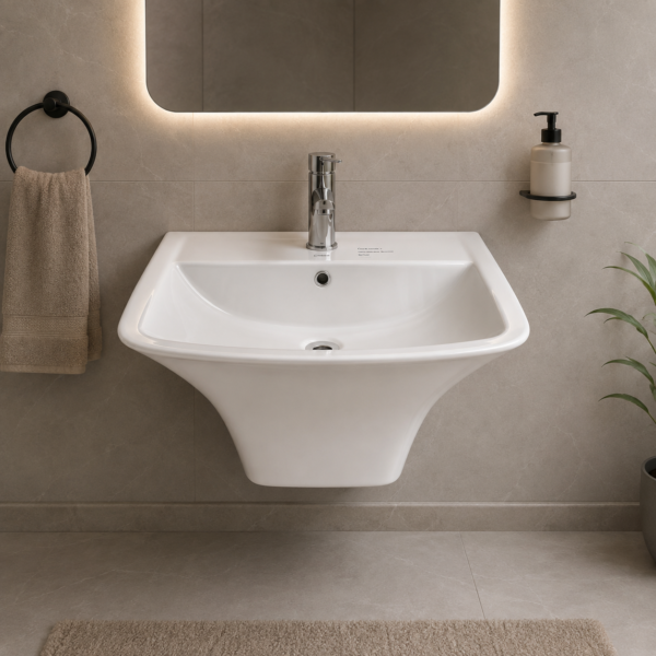 Lavabo suspendu carré blanc Tesso 53x45 cm