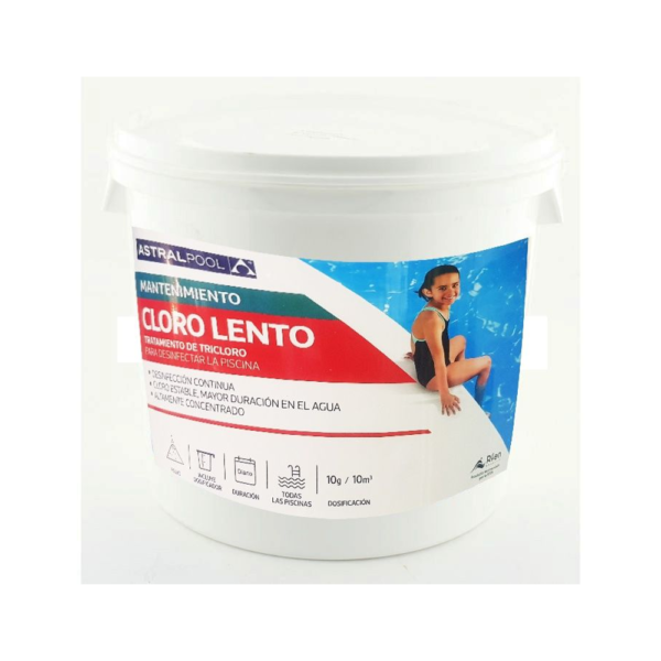 Chlore lent 5 kg astral-pool - Chlore lent 5 kg en poudre Astral-pool 11401, sac professionnel de traitement piscine