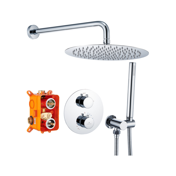 Kit de douche encastré chrome rond Clemed CLS05R