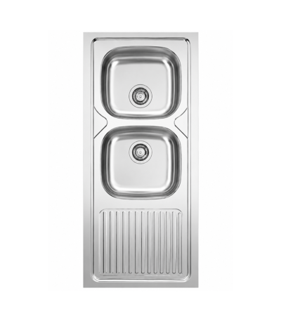 Evier 1.20 x 50 Rodi acier inoxydable, vue de face, dimensions optimales pour cuisines spacieuses