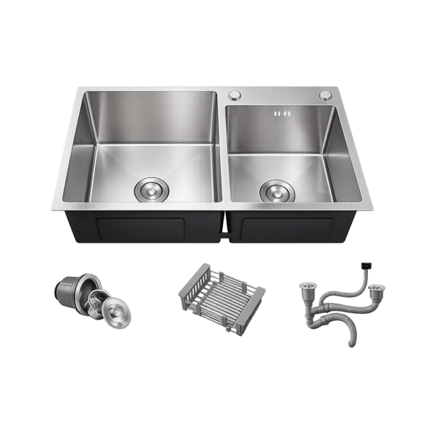 Evier 80 X 45 Inox Double Avce Robinet Roxy