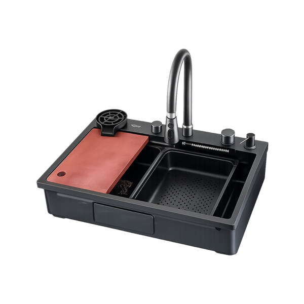 Evier 68 X 45 Encastre Avec Mitigeur Noir Bsim