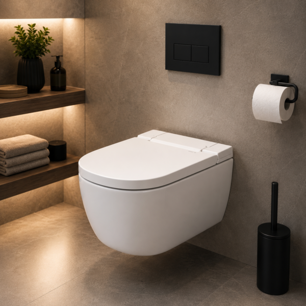 Cuvette suspendue Alba Geberit blanc premium avec technologie Aqua Clean nettoyage automatique