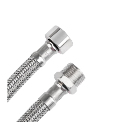 Flexible de douche 60 cm Tucai modèle 1866 avec raccords 1/2 pouces et tresse acier inoxydable