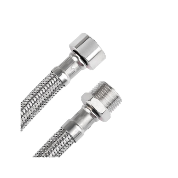 Flexible de douche 60 cm Tucai modèle 1866 avec raccords 1/2 pouces et tresse acier inoxydable