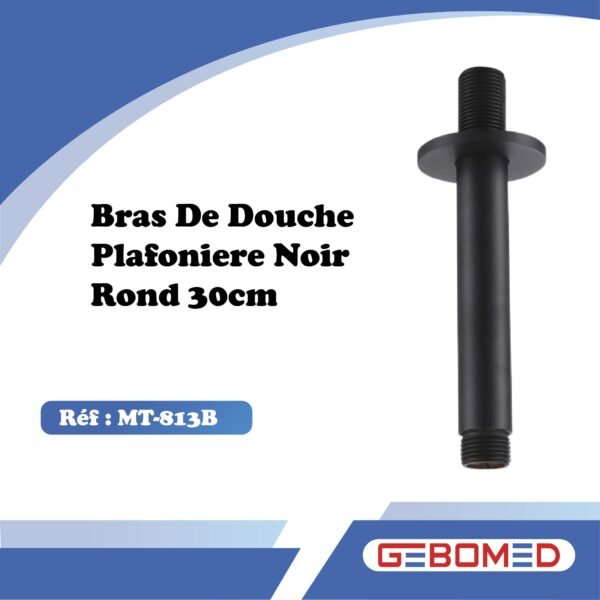 Bras De Douche Noir Plafonier 30 Cm Mt-813b Gebomed