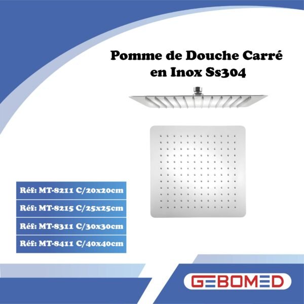 Pomme De Douche Carrée Chromée Gebomed