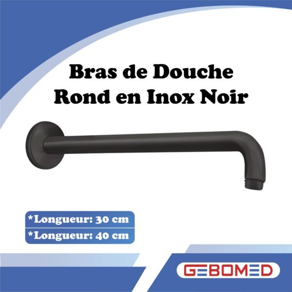 Bras De Douche Rond Noir Gebomed