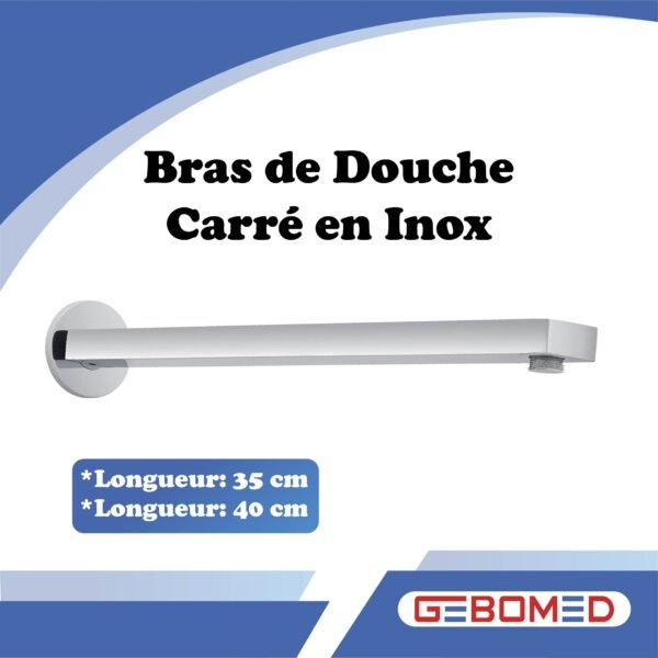 Bras De Douche Carre Chrome Gebomed