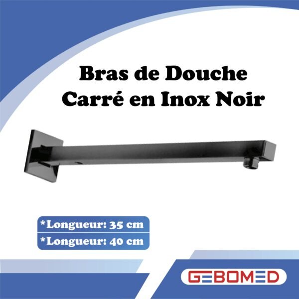 Bras De Douche Carre Noir Gebomed